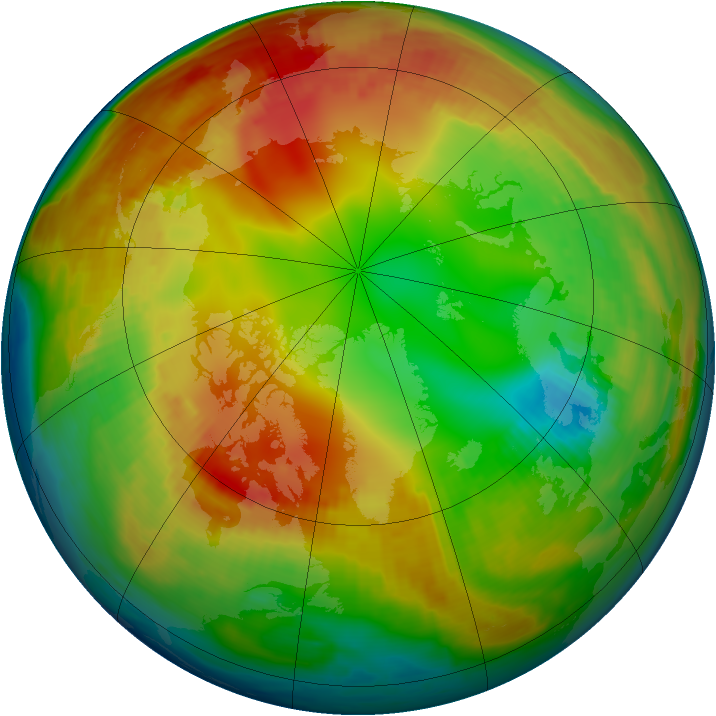 Arctic ozone map for 29 January 1998